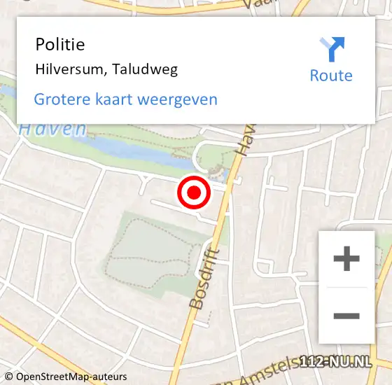 Locatie op kaart van de 112 melding: Politie Hilversum, Taludweg op 12 november 2021 17:06