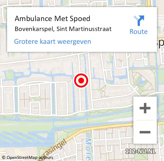 Locatie op kaart van de 112 melding: Ambulance Met Spoed Naar Bovenkarspel, Sint Martinusstraat op 12 november 2021 17:50