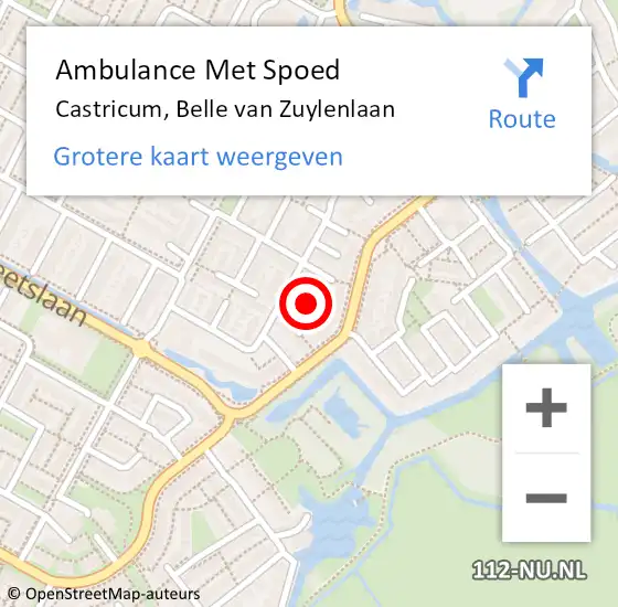 Locatie op kaart van de 112 melding: Ambulance Met Spoed Naar Castricum, Belle van Zuylenlaan op 12 november 2021 17:50