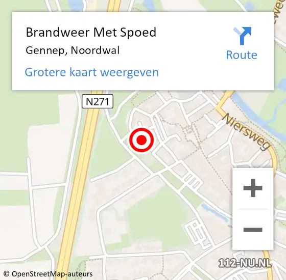 Locatie op kaart van de 112 melding: Brandweer Met Spoed Naar Gennep, Noordwal op 12 november 2021 17:51