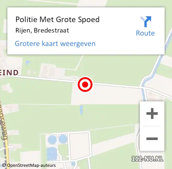 Locatie op kaart van de 112 melding: Politie Met Grote Spoed Naar Rijen, Bredestraat op 12 november 2021 17:52