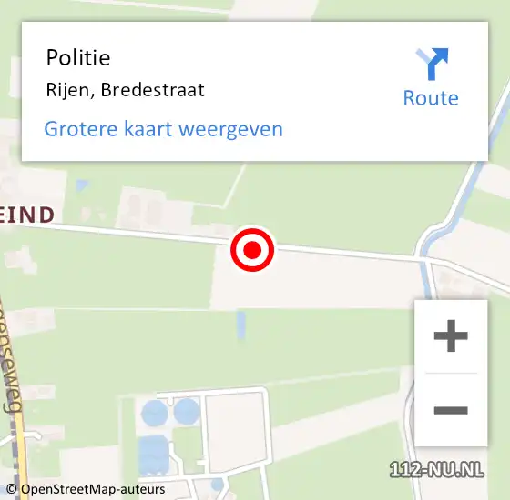 Locatie op kaart van de 112 melding: Politie Rijen, Bredestraat op 12 november 2021 17:52