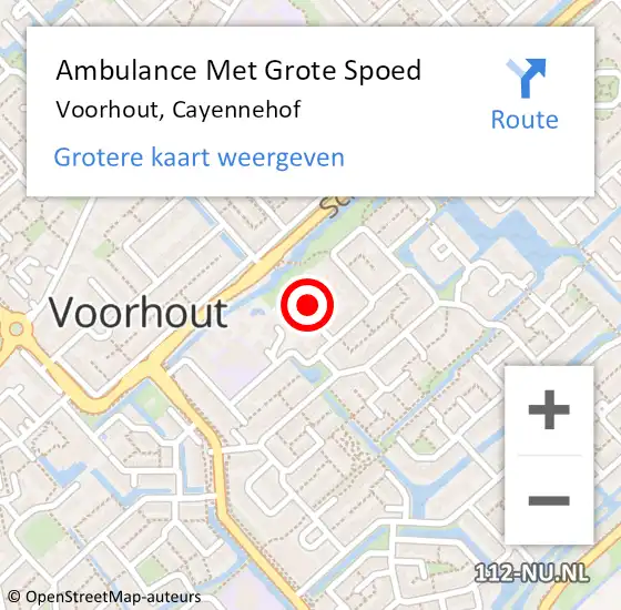 Locatie op kaart van de 112 melding: Ambulance Met Grote Spoed Naar Voorhout, Cayennehof op 12 november 2021 18:17