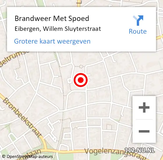 Locatie op kaart van de 112 melding: Brandweer Met Spoed Naar Eibergen, Willem Sluyterstraat op 12 november 2021 18:17