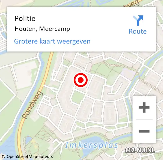 Locatie op kaart van de 112 melding: Politie Houten, Meercamp op 12 november 2021 18:27