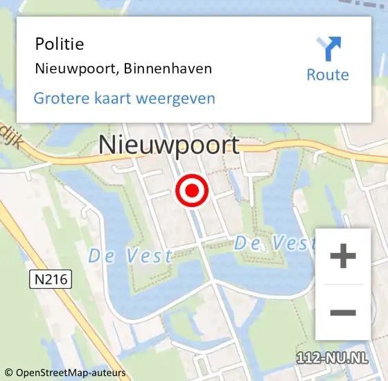 Locatie op kaart van de 112 melding: Politie Nieuwpoort, Binnenhaven op 12 november 2021 18:34