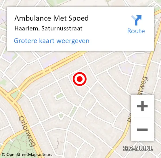 Locatie op kaart van de 112 melding: Ambulance Met Spoed Naar Haarlem, Saturnusstraat op 12 november 2021 18:39