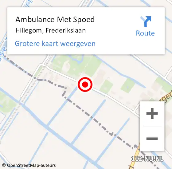 Locatie op kaart van de 112 melding: Ambulance Met Spoed Naar Hillegom, Frederikslaan op 12 november 2021 18:40