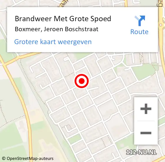 Locatie op kaart van de 112 melding: Brandweer Met Grote Spoed Naar Boxmeer, Jeroen Boschstraat op 12 november 2021 18:51