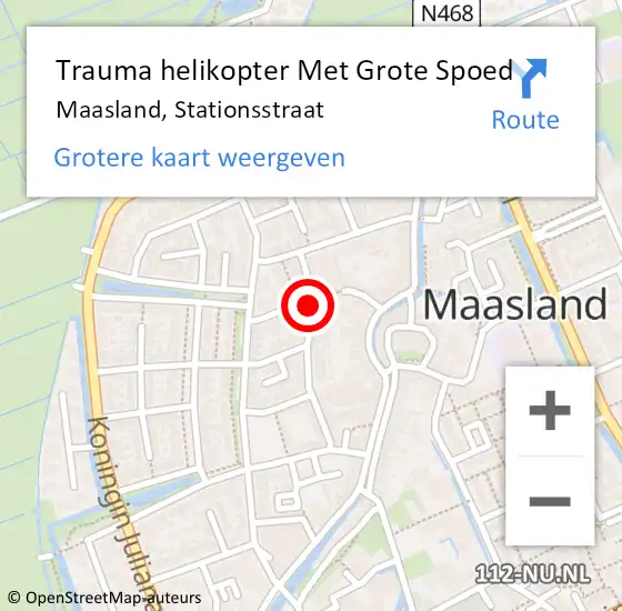 Locatie op kaart van de 112 melding: Trauma helikopter Met Grote Spoed Naar Maasland, Stationsstraat op 12 november 2021 19:10