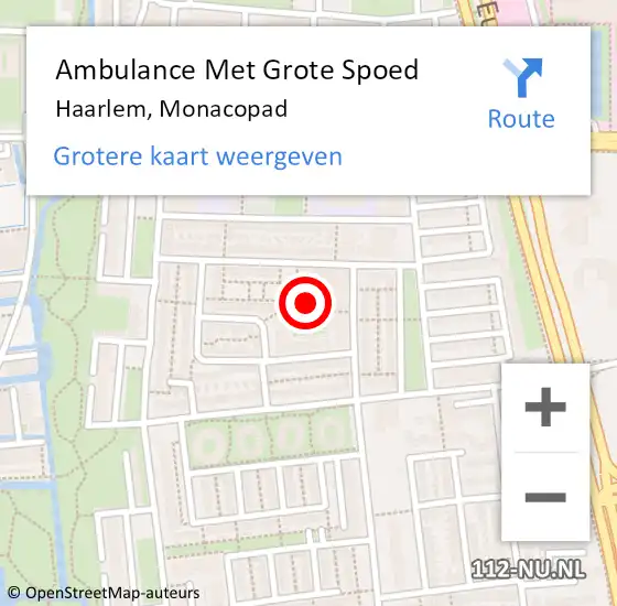 Locatie op kaart van de 112 melding: Ambulance Met Grote Spoed Naar Haarlem, Monacopad op 12 november 2021 19:40