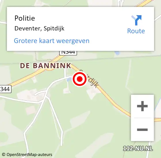 Locatie op kaart van de 112 melding: Politie Deventer, Spitdijk op 12 november 2021 20:45