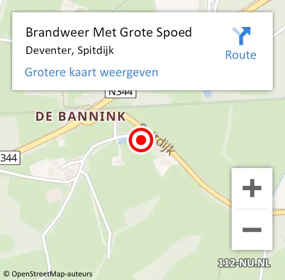 Locatie op kaart van de 112 melding: Brandweer Met Grote Spoed Naar Deventer, Spitdijk op 12 november 2021 20:47