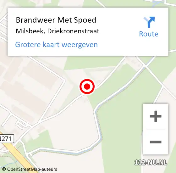 Locatie op kaart van de 112 melding: Brandweer Met Spoed Naar Milsbeek, Driekronenstraat op 12 november 2021 22:00