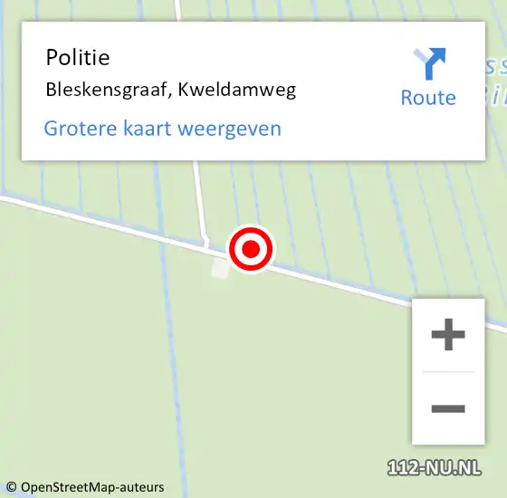 Locatie op kaart van de 112 melding: Politie Bleskensgraaf, Kweldamweg op 12 november 2021 22:35