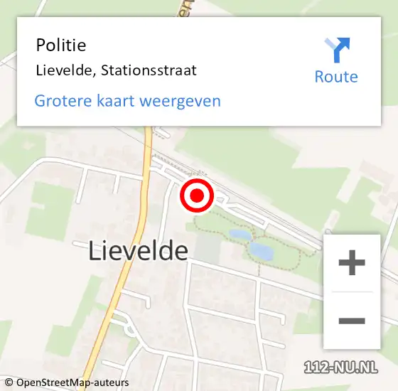 Locatie op kaart van de 112 melding: Politie Lievelde, Stationsstraat op 12 november 2021 22:35