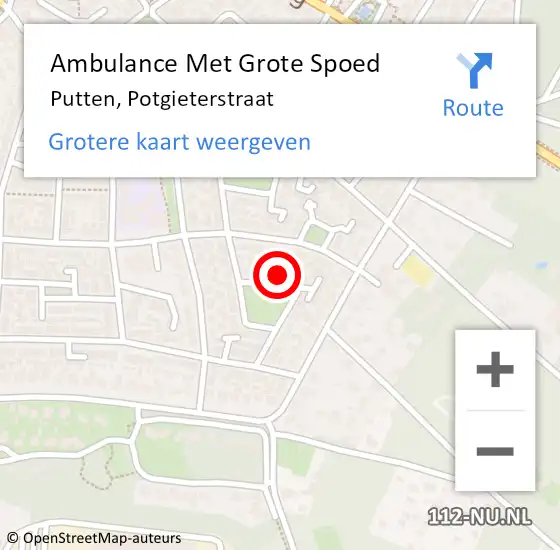 Locatie op kaart van de 112 melding: Ambulance Met Grote Spoed Naar Putten, Potgieterstraat op 12 november 2021 22:36