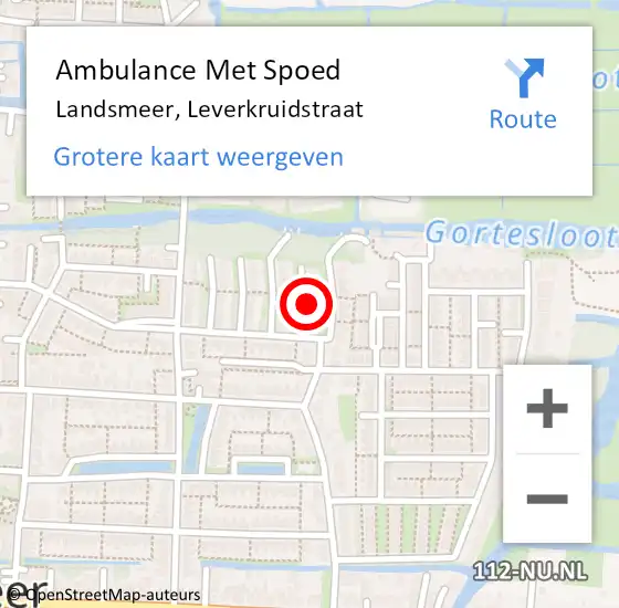 Locatie op kaart van de 112 melding: Ambulance Met Spoed Naar Landsmeer, Leverkruidstraat op 12 november 2021 23:06