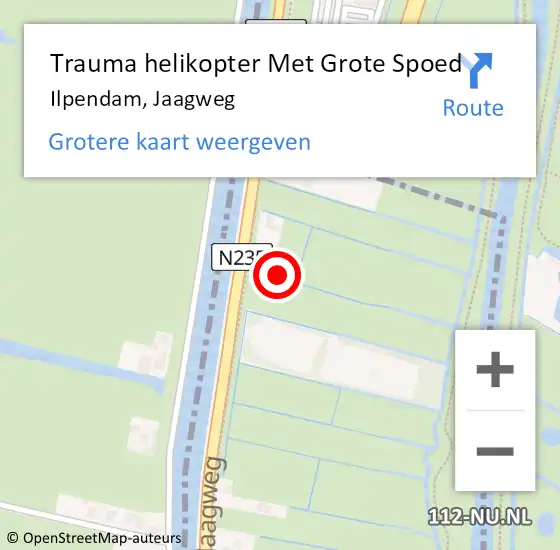 Locatie op kaart van de 112 melding: Trauma helikopter Met Grote Spoed Naar Ilpendam, Jaagweg op 12 november 2021 23:11