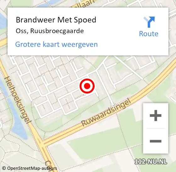 Locatie op kaart van de 112 melding: Brandweer Met Spoed Naar Oss, Ruusbroecgaarde op 12 november 2021 23:28