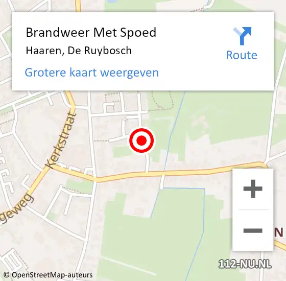 Locatie op kaart van de 112 melding: Brandweer Met Spoed Naar Haaren, De Ruybosch op 12 november 2021 23:49