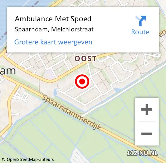 Locatie op kaart van de 112 melding: Ambulance Met Spoed Naar Spaarndam, Melchiorstraat op 12 november 2021 23:51