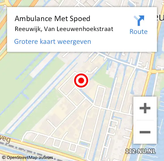 Locatie op kaart van de 112 melding: Ambulance Met Spoed Naar Reeuwijk, Van Leeuwenhoekstraat op 13 november 2021 00:26