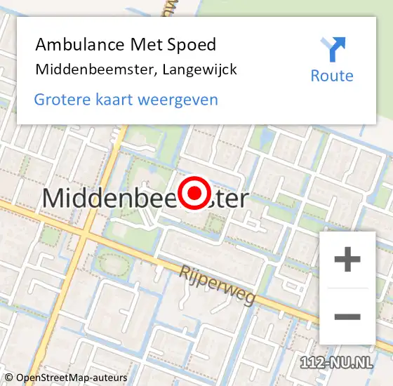 Locatie op kaart van de 112 melding: Ambulance Met Spoed Naar Middenbeemster, Langewijck op 13 november 2021 00:30