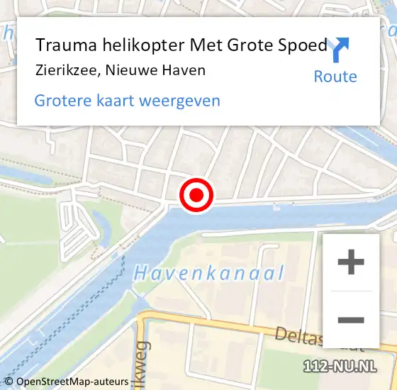 Locatie op kaart van de 112 melding: Trauma helikopter Met Grote Spoed Naar Zierikzee, Nieuwe Haven op 13 november 2021 01:00