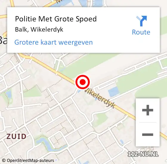 Locatie op kaart van de 112 melding: Politie Met Grote Spoed Naar Balk, Wikelerdyk op 13 november 2021 01:14