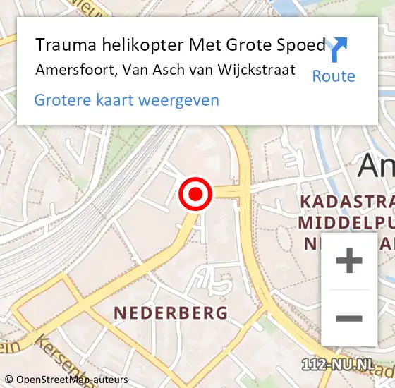 Locatie op kaart van de 112 melding: Trauma helikopter Met Grote Spoed Naar Amersfoort, Van Asch van Wijckstraat op 13 november 2021 01:15