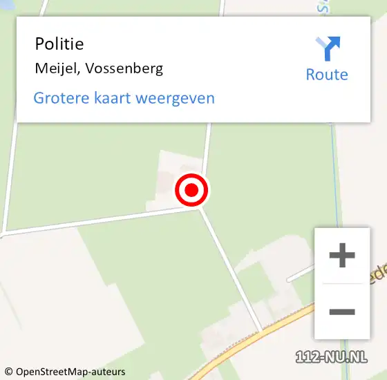 Locatie op kaart van de 112 melding: Politie Meijel, Vossenberg op 13 november 2021 02:22