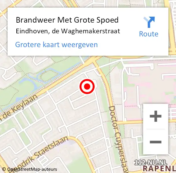 Locatie op kaart van de 112 melding: Brandweer Met Grote Spoed Naar Eindhoven, de Waghemakerstraat op 13 november 2021 03:56