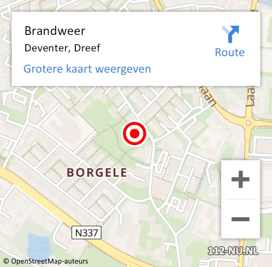 Locatie op kaart van de 112 melding: Brandweer Deventer, Dreef op 13 november 2021 04:07