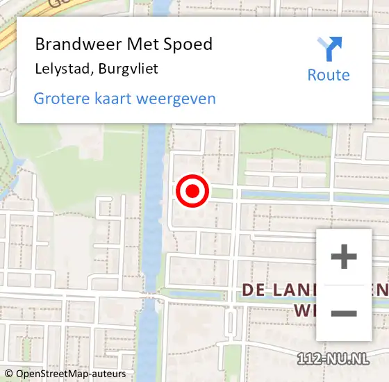 Locatie op kaart van de 112 melding: Brandweer Met Spoed Naar Lelystad, Burgvliet op 13 november 2021 04:40