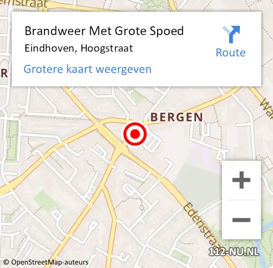Locatie op kaart van de 112 melding: Brandweer Met Grote Spoed Naar Eindhoven, Hoogstraat op 13 november 2021 04:43