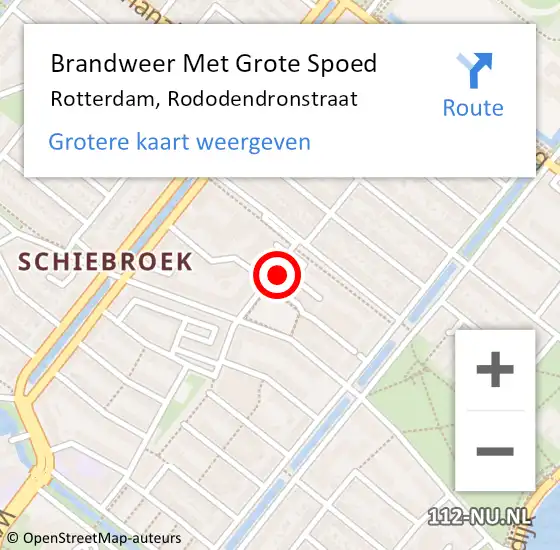 Locatie op kaart van de 112 melding: Brandweer Met Grote Spoed Naar Rotterdam, Rododendronstraat op 13 november 2021 05:23
