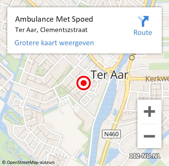 Locatie op kaart van de 112 melding: Ambulance Met Spoed Naar Ter Aar, Clementszstraat op 13 november 2021 05:30