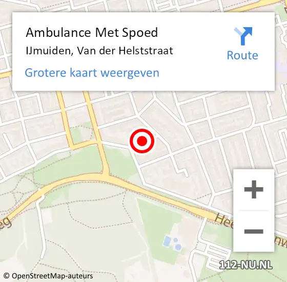 Locatie op kaart van de 112 melding: Ambulance Met Spoed Naar IJmuiden, Van der Helststraat op 13 november 2021 06:47