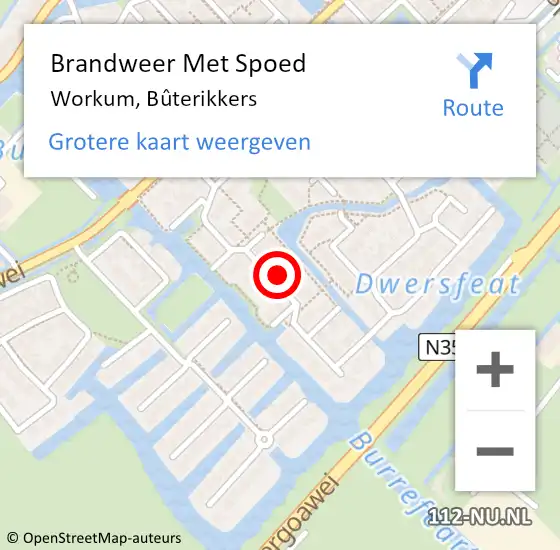 Locatie op kaart van de 112 melding: Brandweer Met Spoed Naar Workum, Bûterikkers op 13 november 2021 06:55