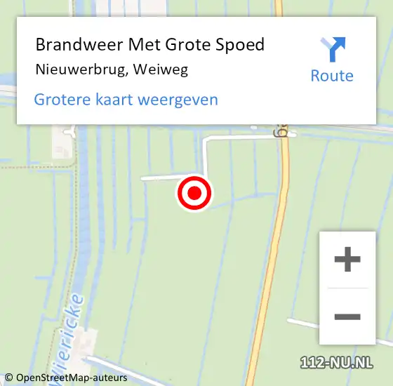 Locatie op kaart van de 112 melding: Brandweer Met Grote Spoed Naar Nieuwerbrug, Weiweg op 13 november 2021 07:36