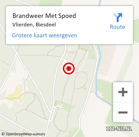 Locatie op kaart van de 112 melding: Brandweer Met Spoed Naar Vlierden, Biesdeel op 13 november 2021 08:28