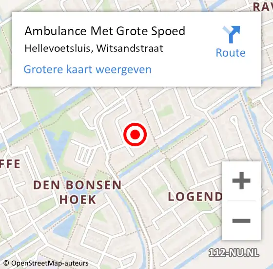 Locatie op kaart van de 112 melding: Ambulance Met Grote Spoed Naar Hellevoetsluis, Witsandstraat op 13 november 2021 08:38