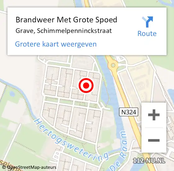 Locatie op kaart van de 112 melding: Brandweer Met Grote Spoed Naar Grave, Schimmelpenninckstraat op 13 november 2021 09:06