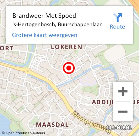 Locatie op kaart van de 112 melding: Brandweer Met Spoed Naar 's-Hertogenbosch, Buurschappenlaan op 13 november 2021 09:10