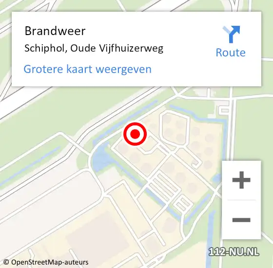 Locatie op kaart van de 112 melding: Brandweer Schiphol, Oude Vijfhuizerweg op 13 november 2021 09:10