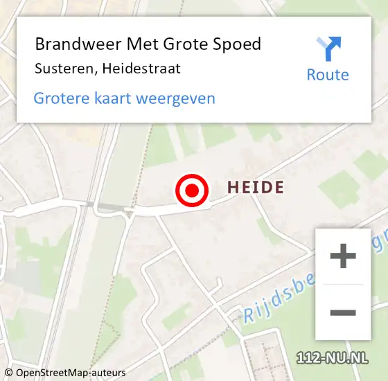 Locatie op kaart van de 112 melding: Brandweer Met Grote Spoed Naar Susteren, Heidestraat op 13 november 2021 09:30