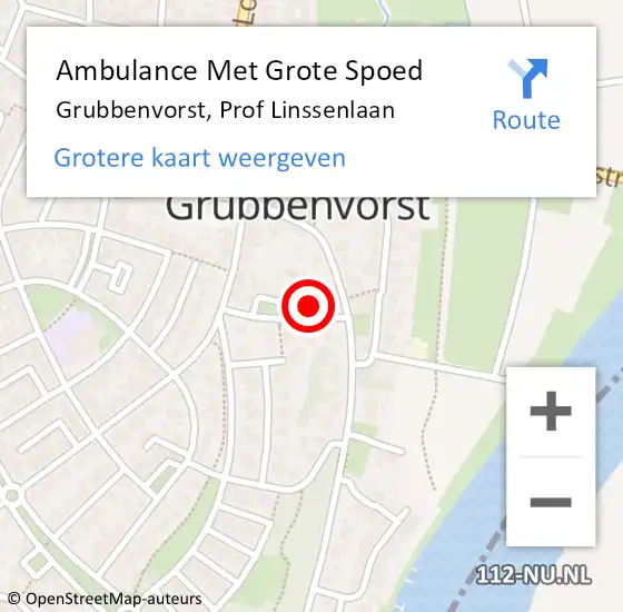 Locatie op kaart van de 112 melding: Ambulance Met Grote Spoed Naar Grubbenvorst, Prof Linssenlaan op 13 november 2021 09:36