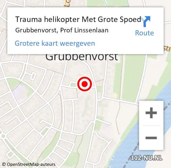 Locatie op kaart van de 112 melding: Trauma helikopter Met Grote Spoed Naar Grubbenvorst, Prof Linssenlaan op 13 november 2021 09:36