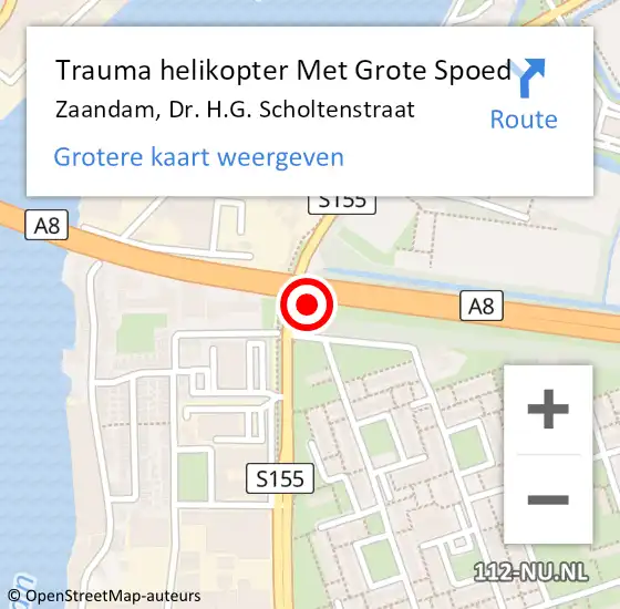 Locatie op kaart van de 112 melding: Trauma helikopter Met Grote Spoed Naar Zaandam, Dr. H.G. Scholtenstraat op 13 november 2021 09:40